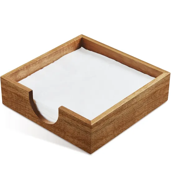 7.2 Inch Acacia Wood Tabletop Tissue Dispenser for Home / Restaurant / Hotel