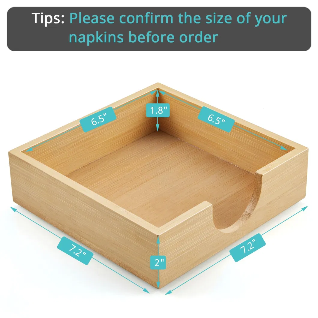 Square Bamboo Napkin Holder for Kitchen