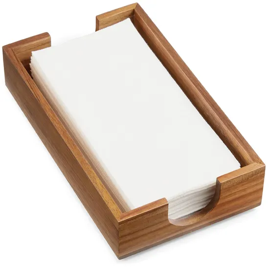 Rectangle Acacia Tissue Rack Napkin Holder for Home