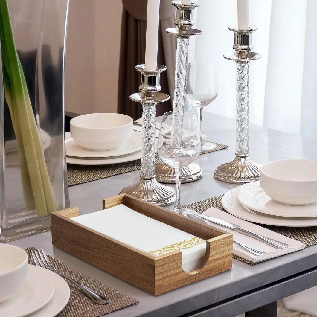 Rectangle Acacia Tissue Rack Napkin Holder for Home