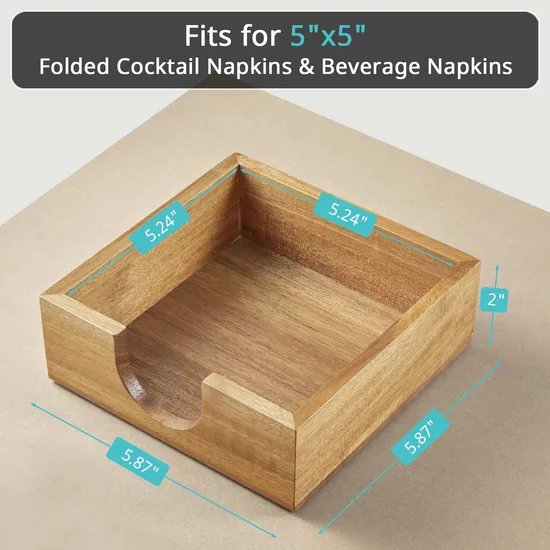 Acacia Wood Napkin Holder for Kitchen Dinner Table Decor