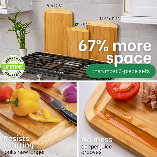 Premium Two-Tone Bamboo Chopping Board Set of Three