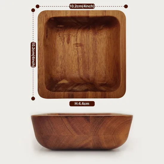 Wholesale Square Acacia Wood Sauce Bowls Sauce Dishes