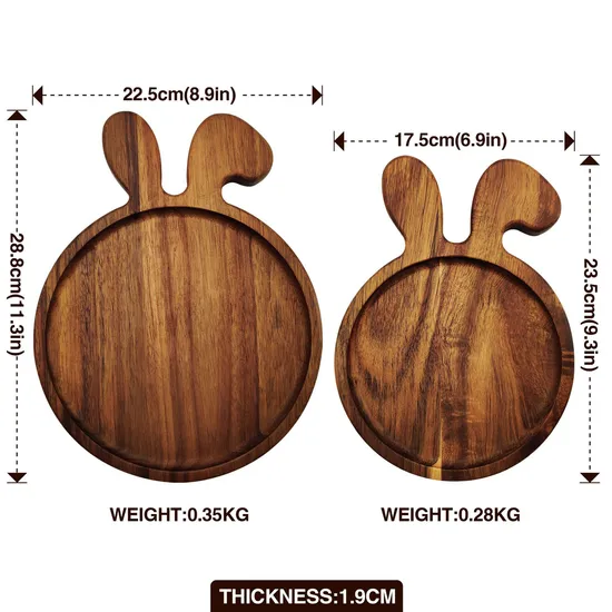 Animal Shaped Acacia Wood Serving Tray /Plate Set of 2
