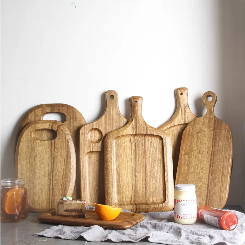 Manufacture Flower Shaped Ebony Wooden Cutting Board Serving Board with Handle