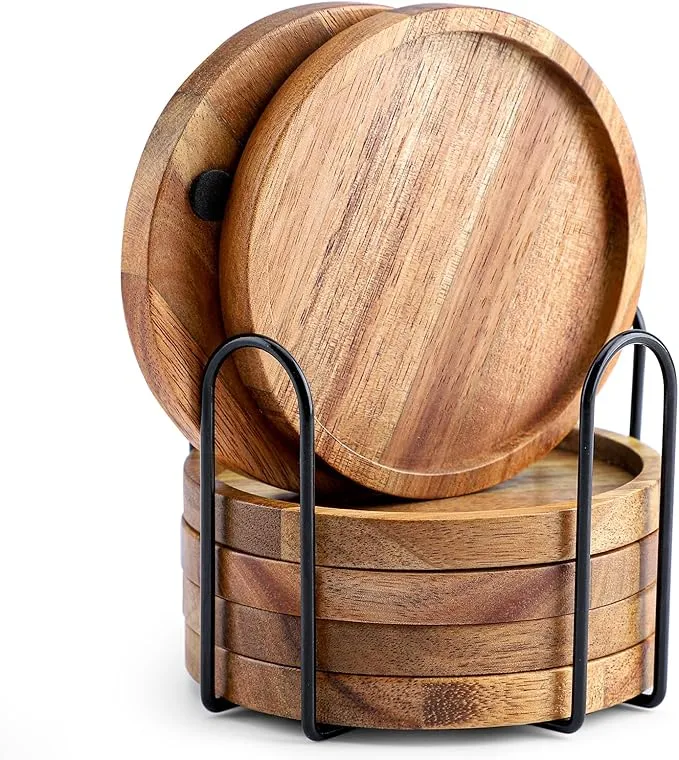 Custom Engraved Round and Square Beech Wooden Coasters for Personal Gifts