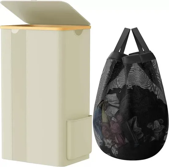 Large - Capacity Foldable Oxford Cloth Bamboo Art Laundry Basket for Bathroom