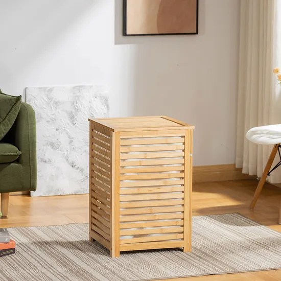 Household Bamboo Fabric Laundry Storage Basket Storage Rack for Dirty Clothes