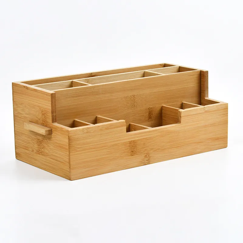 Bamboo Desktop Storage Organizer Box for Office and Home
