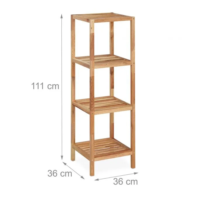Bathroom Furniture 4 Tier Free Standing Acacia Wood Bathroom Rack Bathroom Shelf with 4