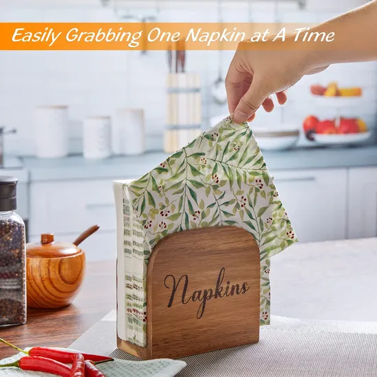 Acacia Wood Napkin Holder for Table
