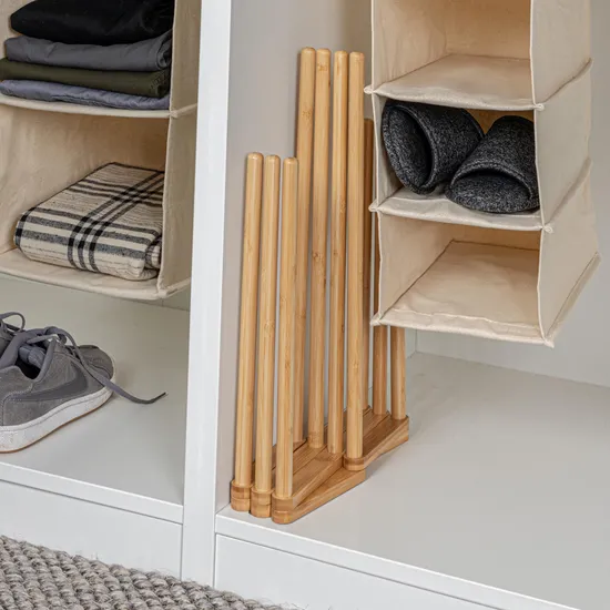 Free Standing 5 Pair Bamboo Boot Rack