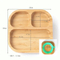 Square Bamboo Portion Plate Wooden Baby Plates with Suction