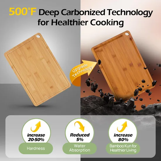 Hot Selling Deep Carbonized Bamboo Cutting Board Set of 3