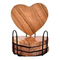 Artistic - Looking Heart Shape Wooden Coaster with Metal Holder for Table Decoration