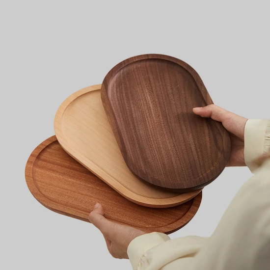 Oval Shape Plate Wooden Party Serving Tray for Food
