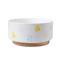 Round Custom Design Ceramic Pet Food Bowl with Wooden Base