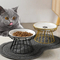 Neck-Protecting Round Ceramic Pet Food Bowl Dog Cat Bowls with Metal Stand