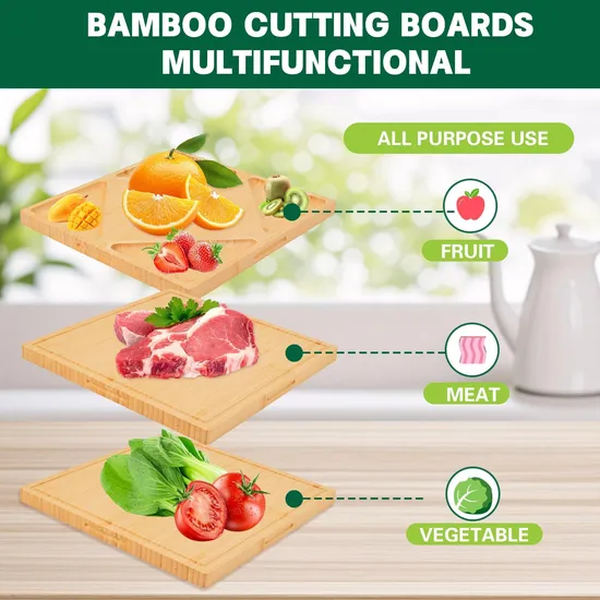 Premium Large Bamboo Cutting Board with Storage Container