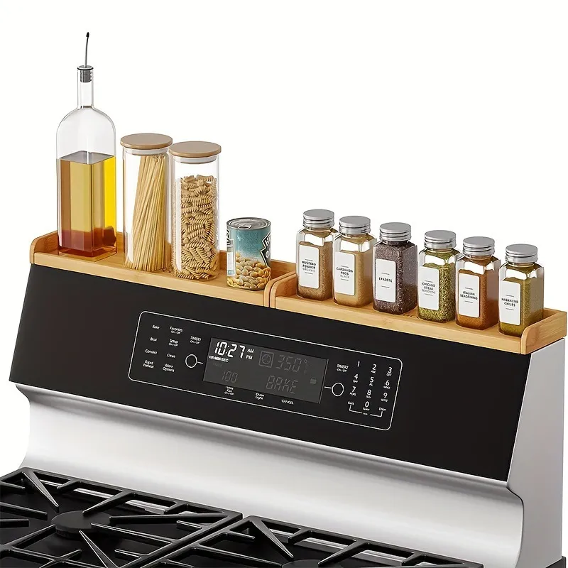 Magnetic Bamboo Wall Storage Rack for Spice Organization
