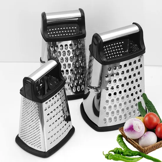Kitchen Tool 4 Sided Handheld Stainless Steel Cheese Ginger Potatoes Food Shredder Cheese Grater