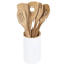 Eco Bamboo Wooden Kitchen Tools Set with Round Holder