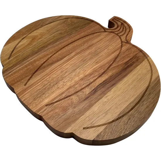Pumpkin Shape Acacia Wood Cutting Board Serving Board for Kitchen