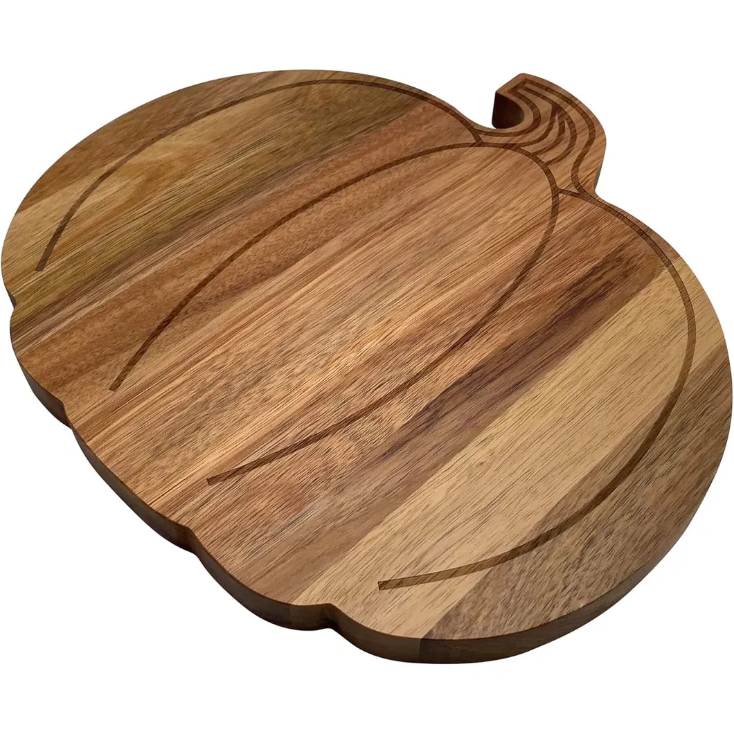 Pumpkin Shape Acacia Wood Cutting Board Serving Board for Kitchen