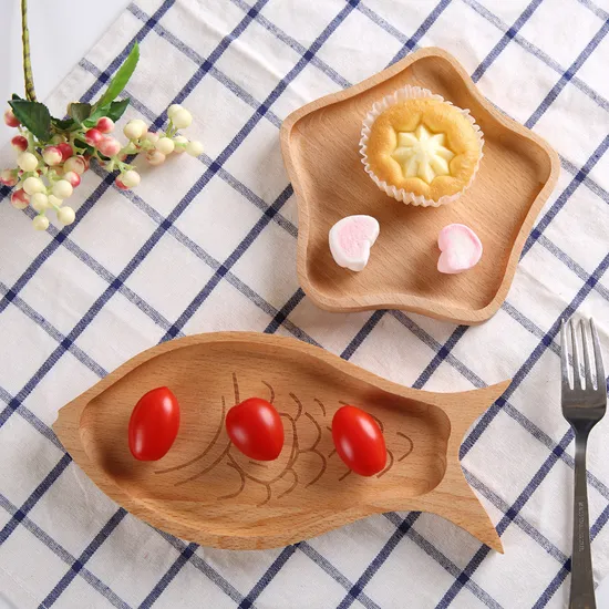 Cute Pig Shape Wooden Bamboo Dinner Plates for Kids