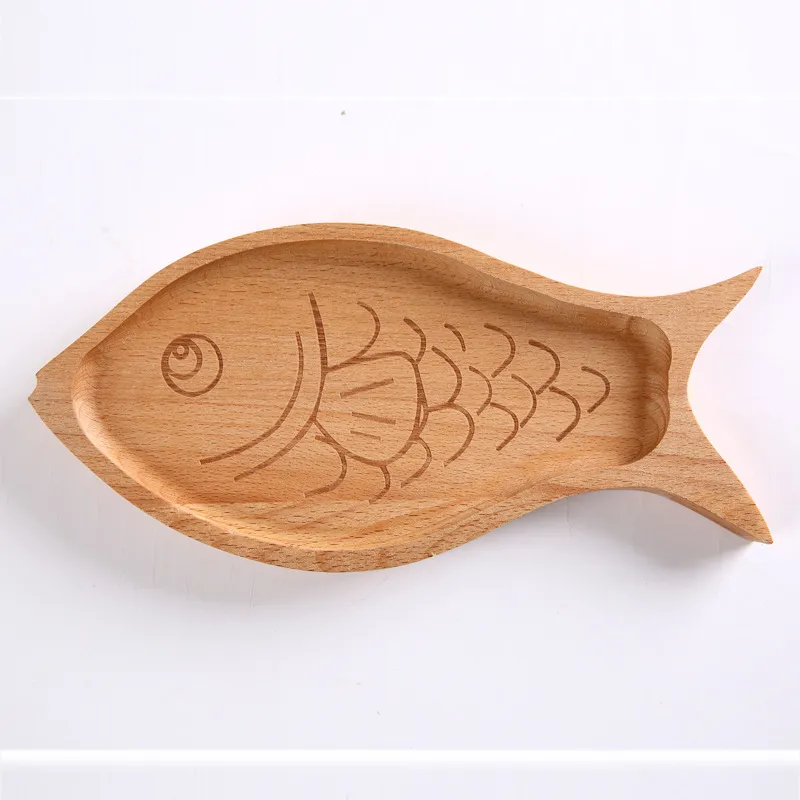 Japanese Style Leaf Shape Beech Wood Snack Plates for Home