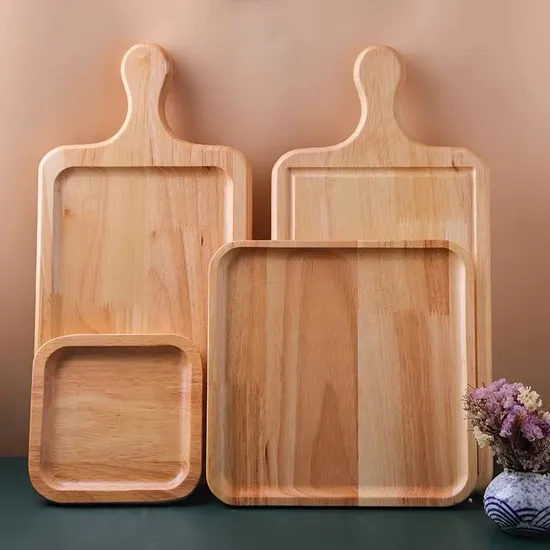 Rustic Rectangular Beech Wood Tea Food Serving Tray