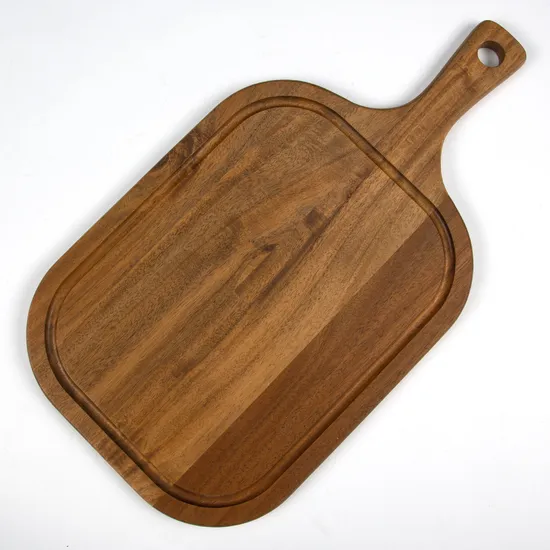 Acacia Wood Food Serving Tray with DIP Groove