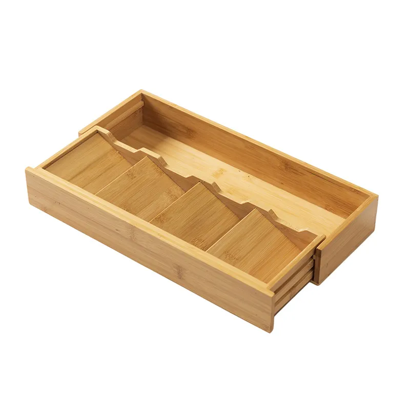 Bamboo Expandable Drawer Organizer for Silverware, Flatware and Knives in Kitchen
