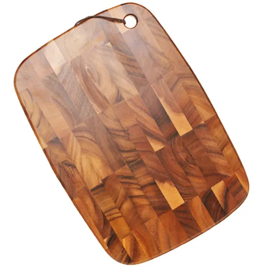 Custom End Grain Wood Cutting Board with Leather Rope
