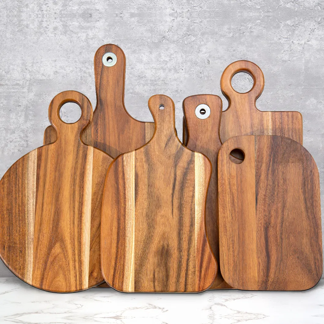 Natural Small Acacia Wood Serving Board with Handle