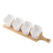 Bamboo Wood Tray Fruits Condiments Appetizer Tray and Desserts Serving Tray with 3 White Ceramic Bowls