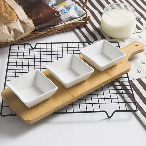 Sauce Dish Seasoning Dish with Bamboo Serving Tray for Restaurant