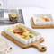 Vintage White Ceramic Cheese Snack Fruit Serving Tray with Bamboo Trivet for Baking