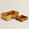 Acacia Wood Storage Box Storage Bin Set of 2 with Handle