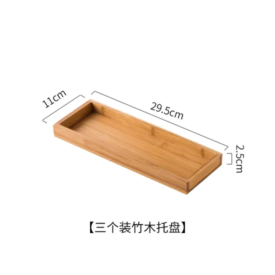 11.5 Inch 6 Compartment Ceramic Divided Serving Dish with Bamboo Serving Tray for Snacks, Candy, Appetizer