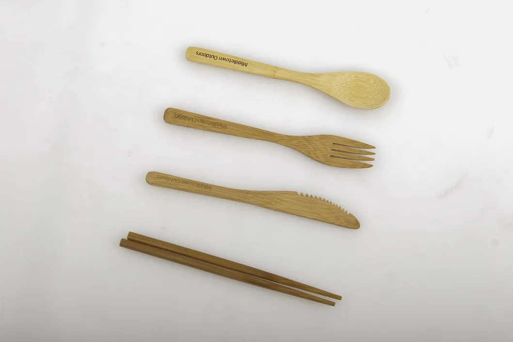 Hot Selling Custom Engraved Bamboo Cutlery Set for Outdoor