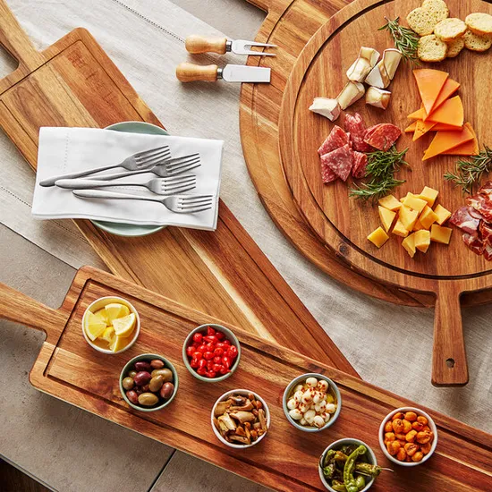 Long Paddle Shape Wood Serving Board Charcuterie Board for Events