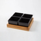 Bamboo Serving Tray with 4 Divided Ceramic Section Plates for Party Bar Food Snack Fruit Caddy