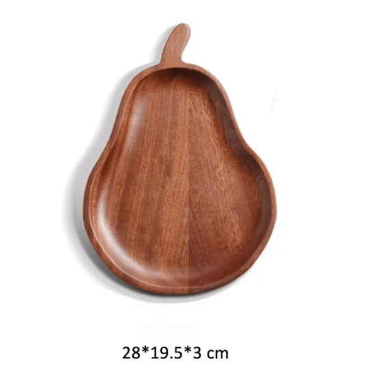 Reusable Heart -Shape Ebony Wood Dishware Fruit and Food Plate