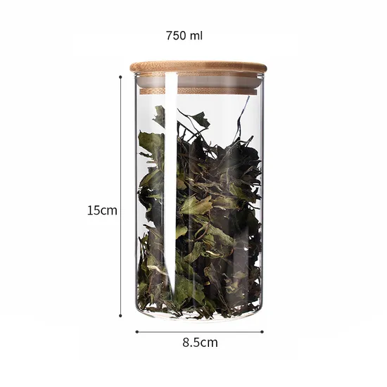 450ml 550ml 750ml 900ml Round Glass Food Storage Container Jar with Bamboo Wood Lid