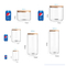 Round Large Size Borosilicate Glass Food Container Jar Canister Set with Airtight Bamboo Wood Lids