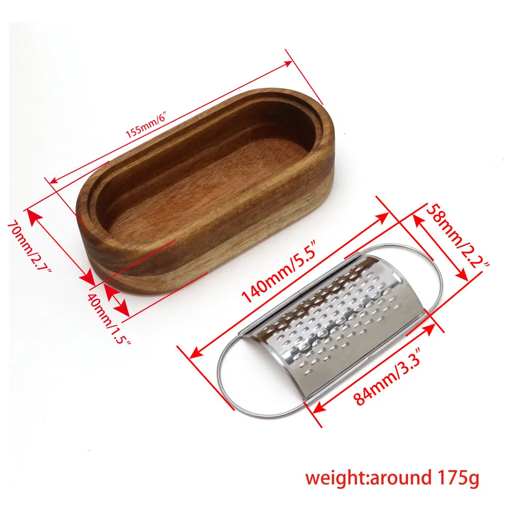 Stainless Steel Cheese Grater with Wood Container Hand Grater Mini Grater