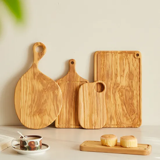 Custom Kitchen Designs Olive Wood Serving Platter Cheese Board with Handle