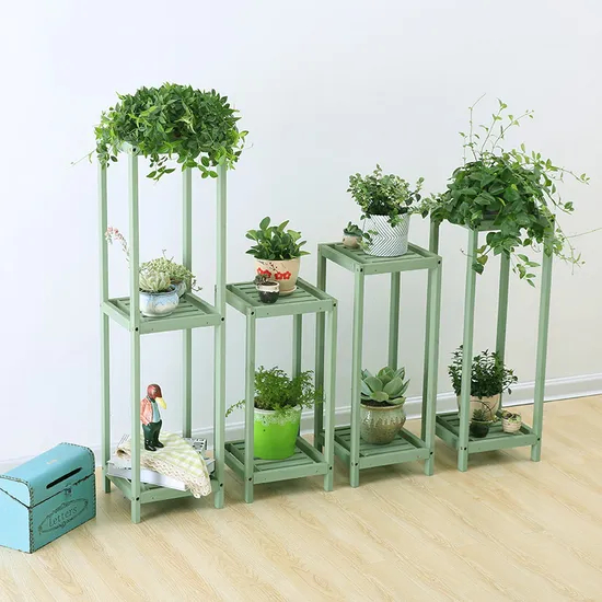 Three - Layer or Tour - Layer Square Wooden Flower Display Rack for Living Room