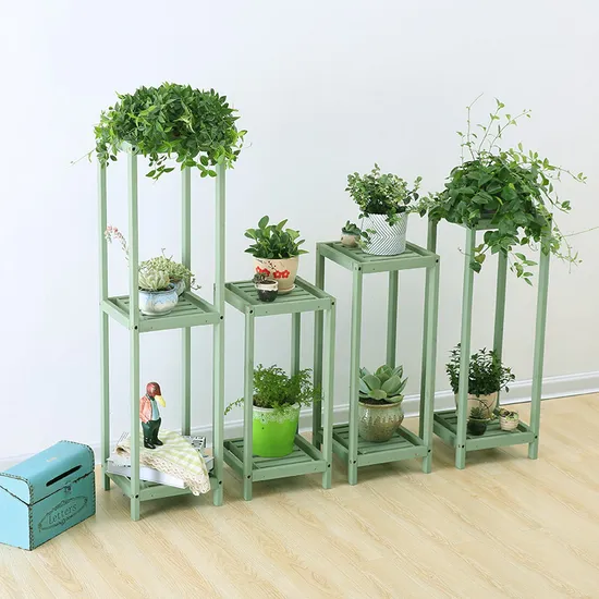 Three - Layer or Tour - Layer Square Wooden Flower Display Rack for Living Room
